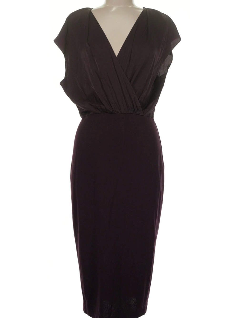 Express Deep Plum Wrap-Front Sheath Midi Dress